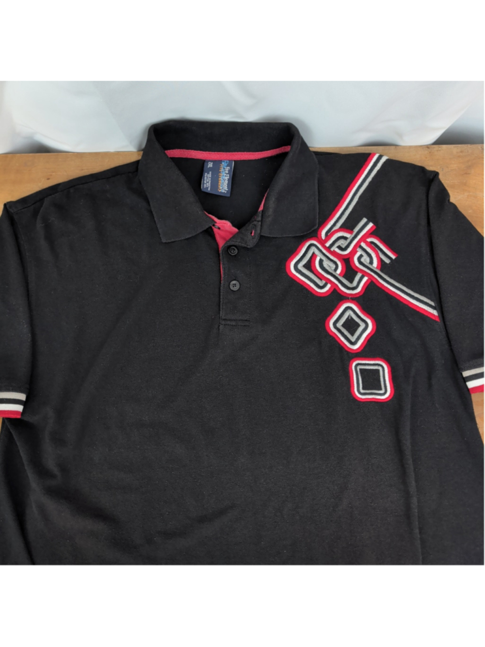 Five Elementz Black Embroidered Polo 2XL